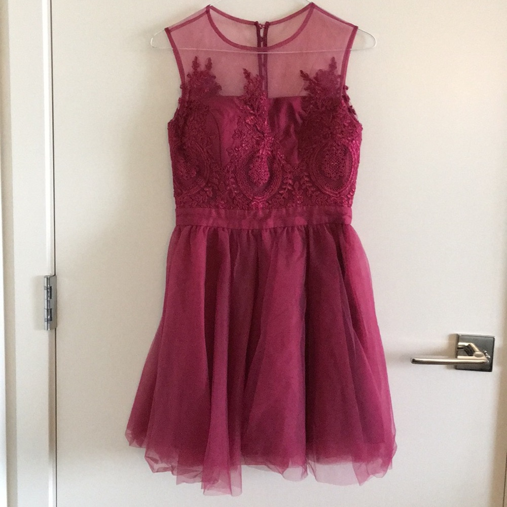 Chi Chi London Petite Red Tulle Dress